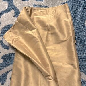 Liz Claiborne raw silk gold maxi skirt, size 14